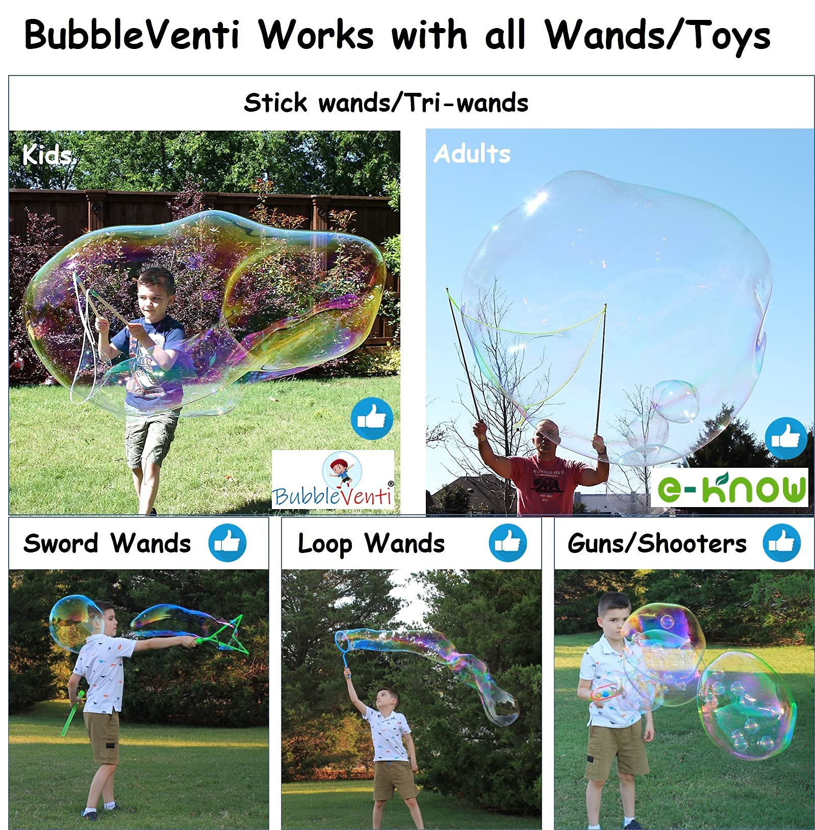 Bubbleventi Giant Bubble Mix | Made in USA |Non-Toxic Powder Makes 10 Gallons of Premium, Big Bubble Solution for Kids’ STEM Fun | Use in Bubble Wands