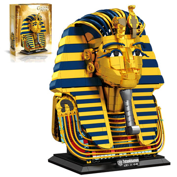 Myth Qholve Tutankhamun Golden Mask Building Set 1603 PCS Ancient Egyptian Pharaoh King TUT Replica Model Building Kit for Home Office Decor Display