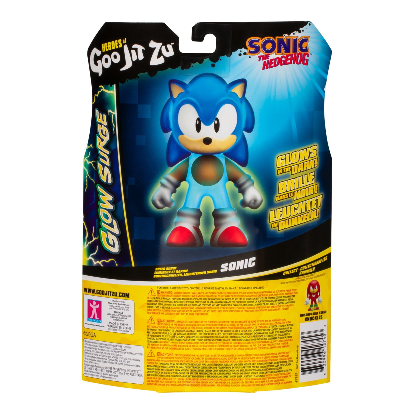Heroes of Goo Jit Zu Sonic The Hedgehog, Speed Surge Sonic, Powered Up with Glow Surge Giving Him Glow-in-The-Dark Powers, Squishy, Stretchy Filling