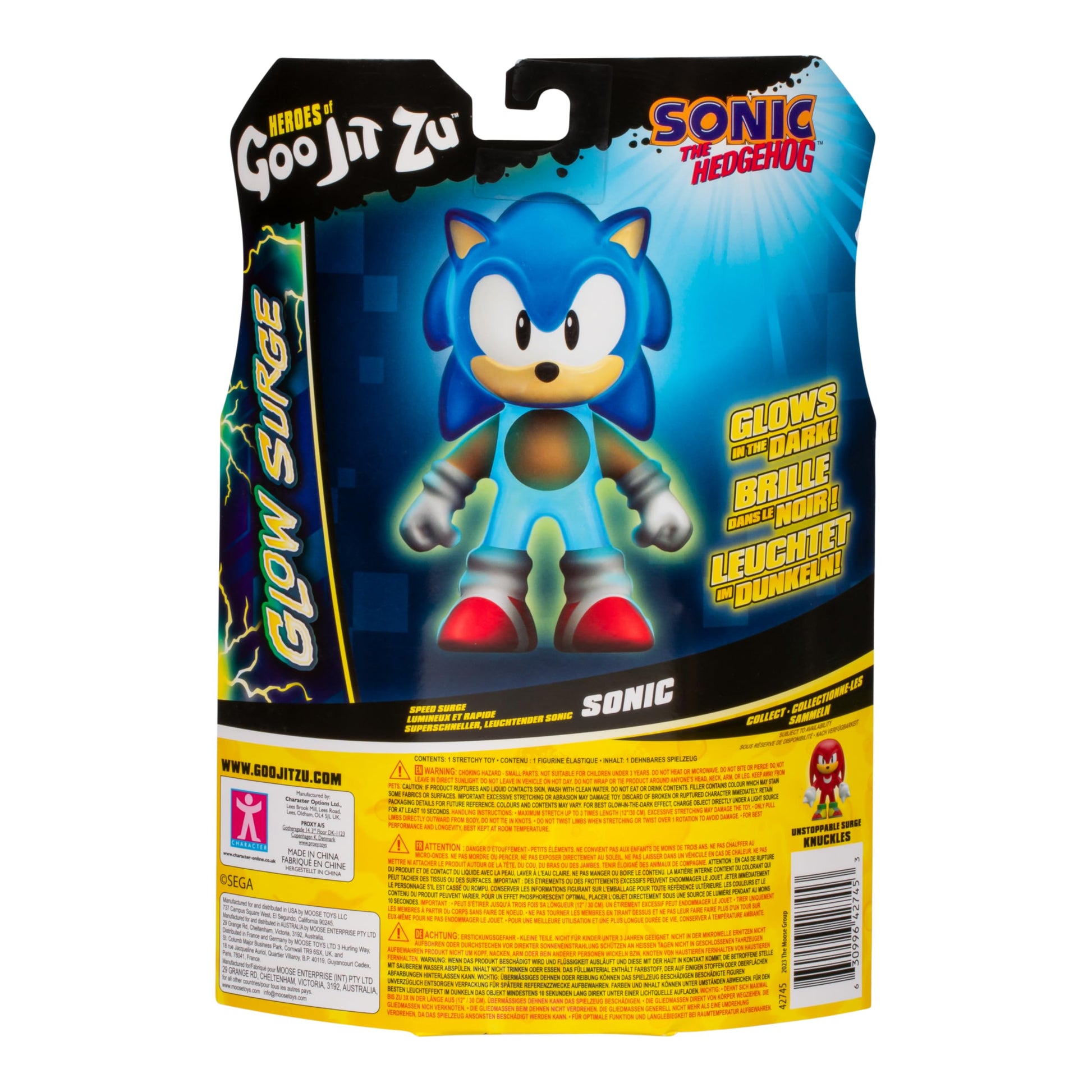 Heroes of Goo Jit Zu Sonic The Hedgehog, Speed Surge Sonic, Powered Up with Glow Surge Giving Him Glow-in-The-Dark Powers, Squishy, Stretchy Filling