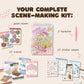 3D Sticker Scene Book - Reusable Stickers Scenes for Adults & Kids, 15 Sets Miniature Scene Sticker Book with Tweezer, Cozy Room Stickers, Portable