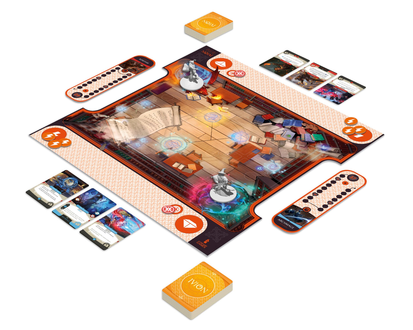 IVION: The Sun and The Stars | APE Games | Board Game | 2 Players | 20-60 Minutes | Ages 14+ | Fantasy | Hero Dueling | Deck Building | Cross