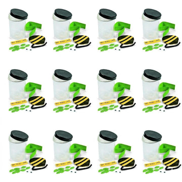 Fun Express Bug Catcher Kit for Kids - Makes 12 Bug Jars with Craft Supplies | Bug House Container with Ventilated Lids for Lightning Bug Catching |