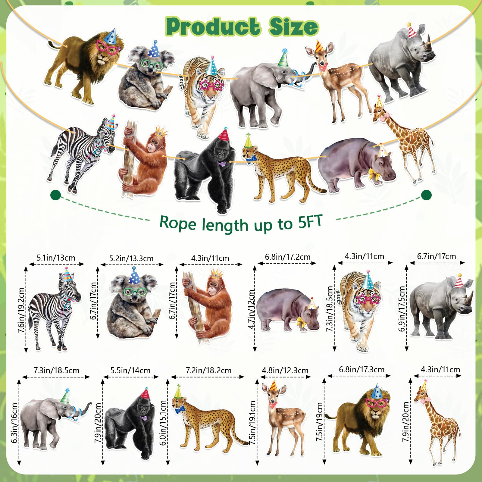 Safari Animals Happy Birthday Banner, Jungle Theme Birthday Decorations