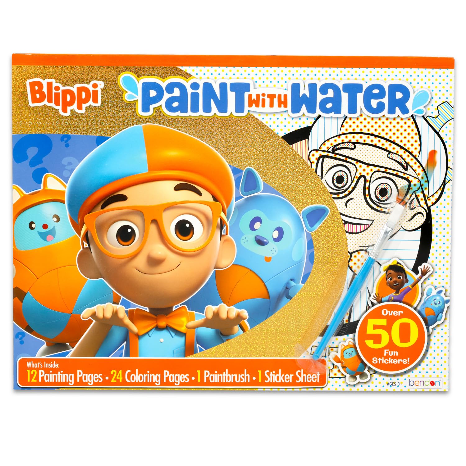 Blippi Paint with Water Set for Kids, Toddlers Age 3+ - Bundle with 40 Page Cute Cartoon Mess-Free Water Coloring Book for Ages 3 4 5 6 7 8 and More |