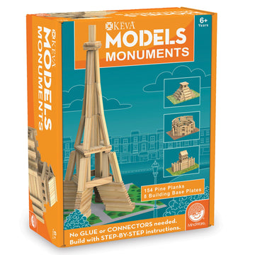 MindWare KEVA Models Monuments - 154 Wooden Building Planks & Step-by-Step Instructions to Build Iconic World Landmarks