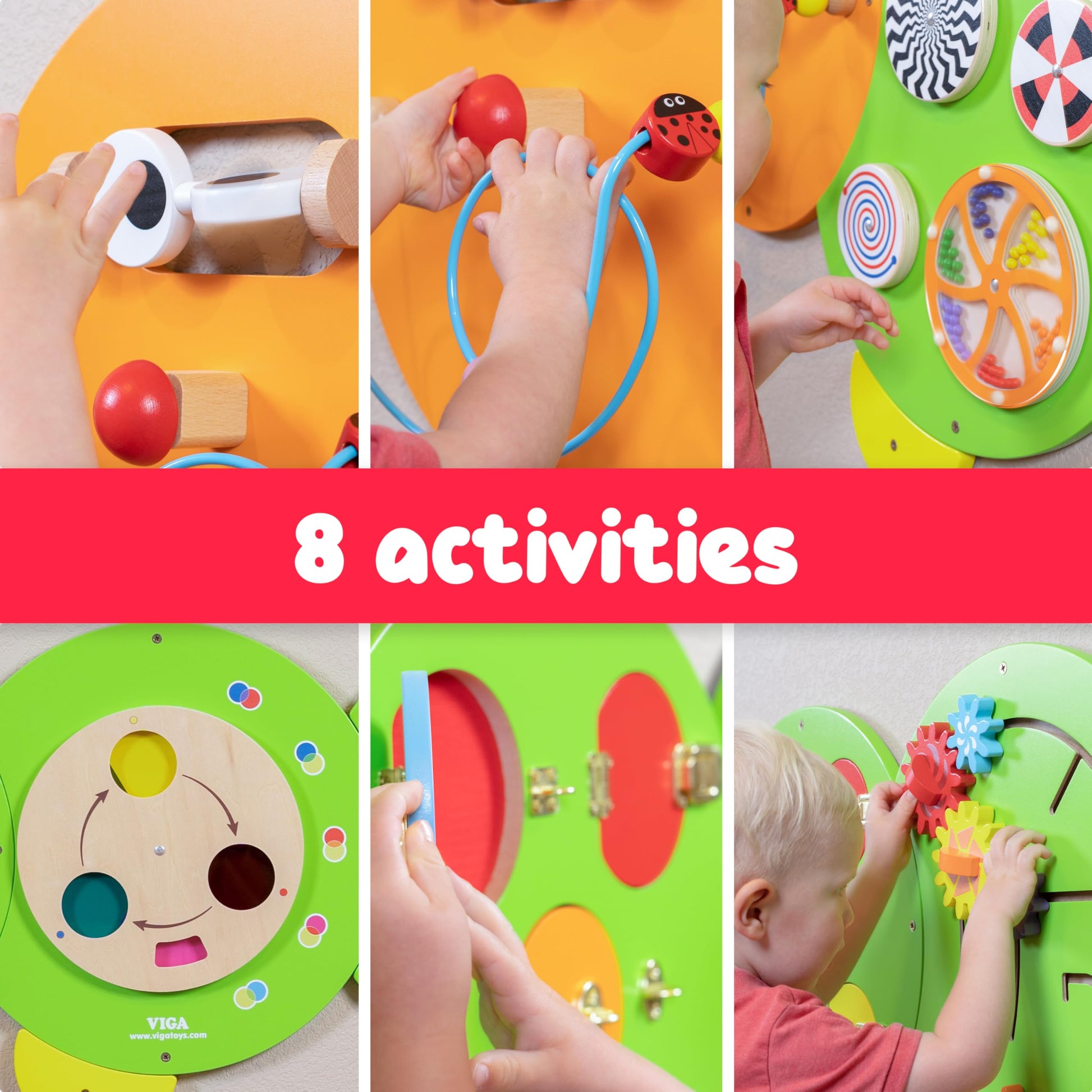 SPARK & WOW Caterpillar Activity Wall Panels, 8 Activities for Ages 18m+