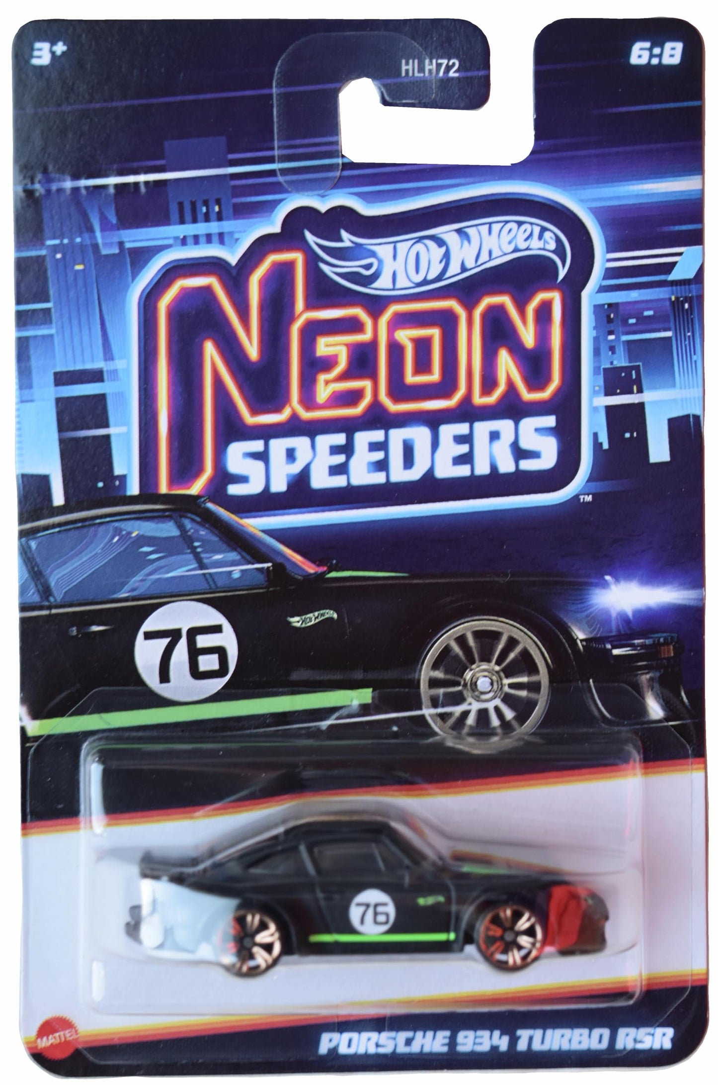 Hot Wheels Porsche 934 Turbo RSR, Neon Speeders 6/8 [Black]