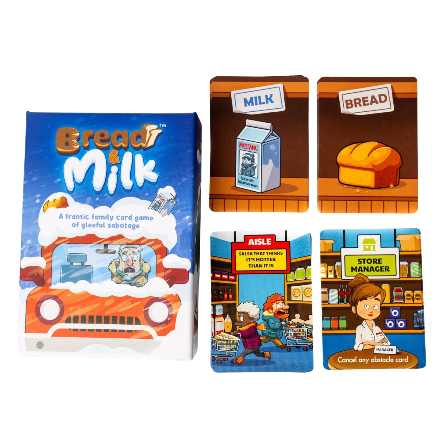 Gray Dog Games Bread & Milk Family Card Game, Grocery Shopping Sabotage, 8+, 2-4 Players