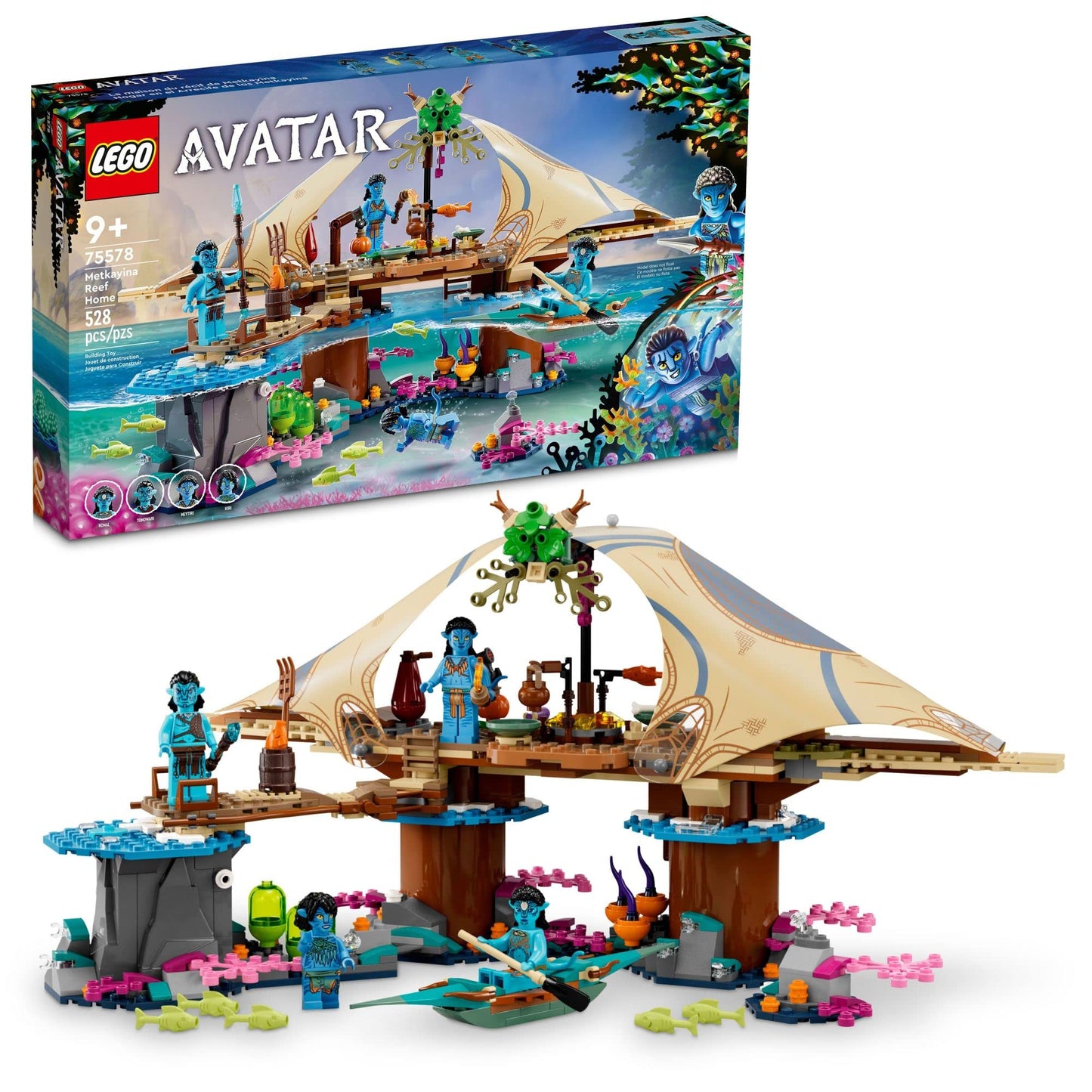 Lego Avatar: The Way of Water Metkayina Reef Home 75578, Building Toy Set with Village, Canoe, Pandora Scenes, Neytiri and Tonowari Minifigures, Movie