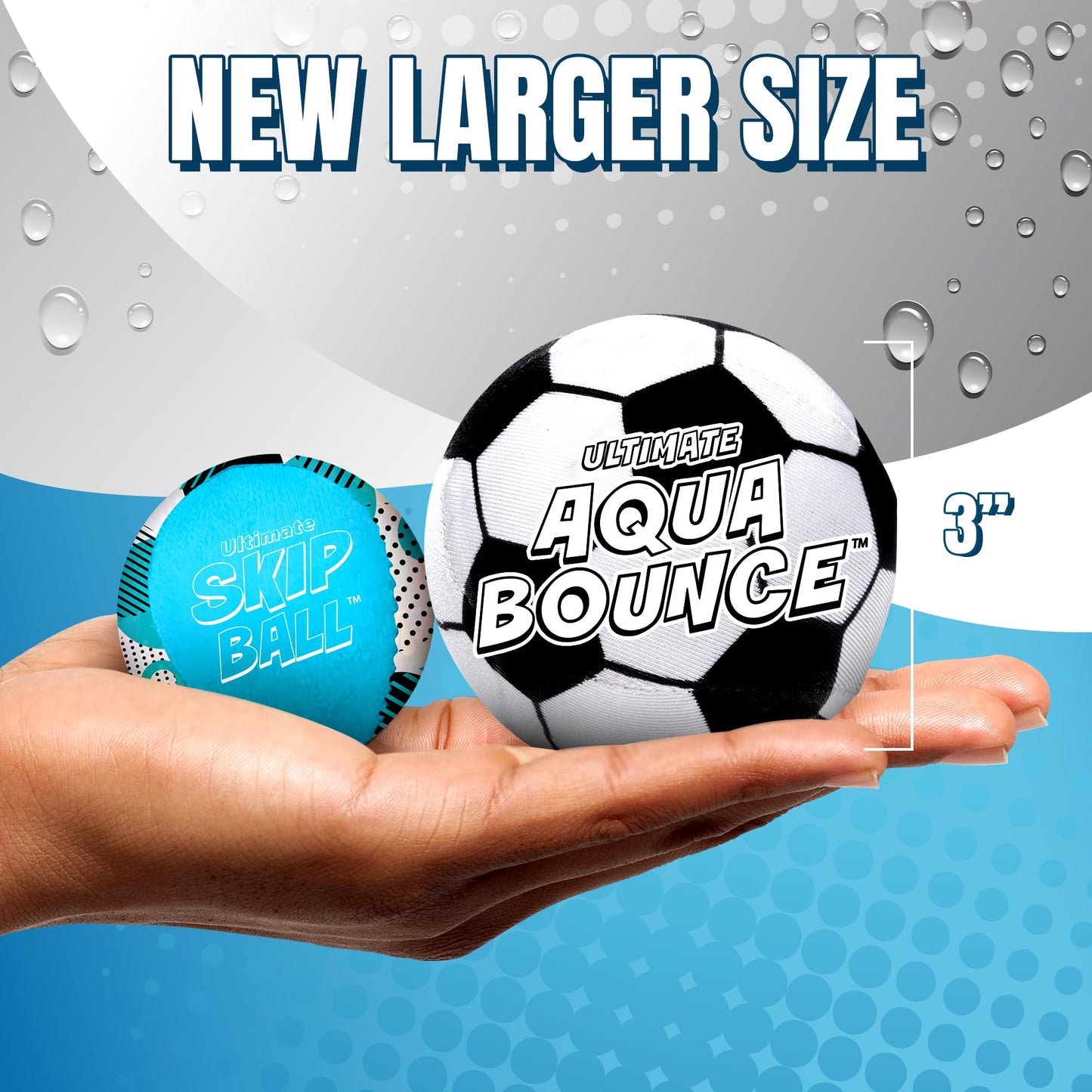 Activ Life Ultimate 2 Pack 3" Larger Water Skip Balls, Fun Swimming Pool & Beach Bouncing Toys for Kids, Teens, and Family, Great for Birthday Gifts