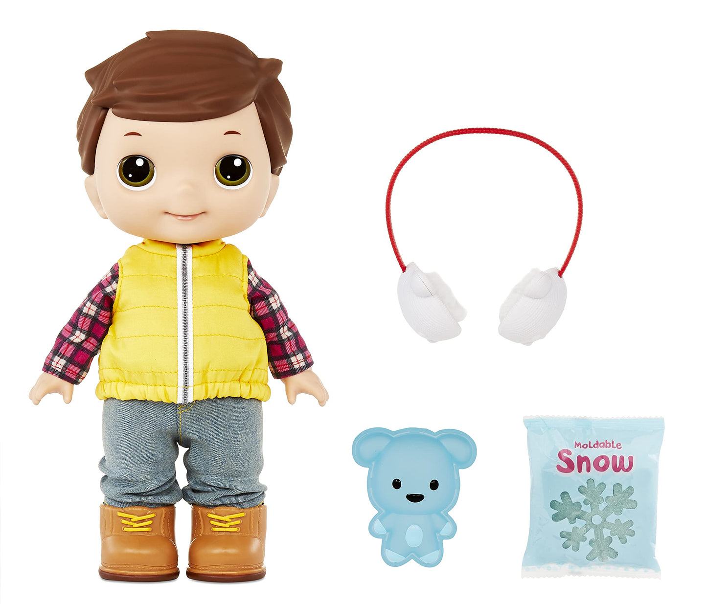Lilly Tikes Snow Day Tommy Doll with Winter Vest Outfit, White Ear Muffs & Puppy Snow Mold, 12" Tall, Including Accessories, Winter Play- Gift for