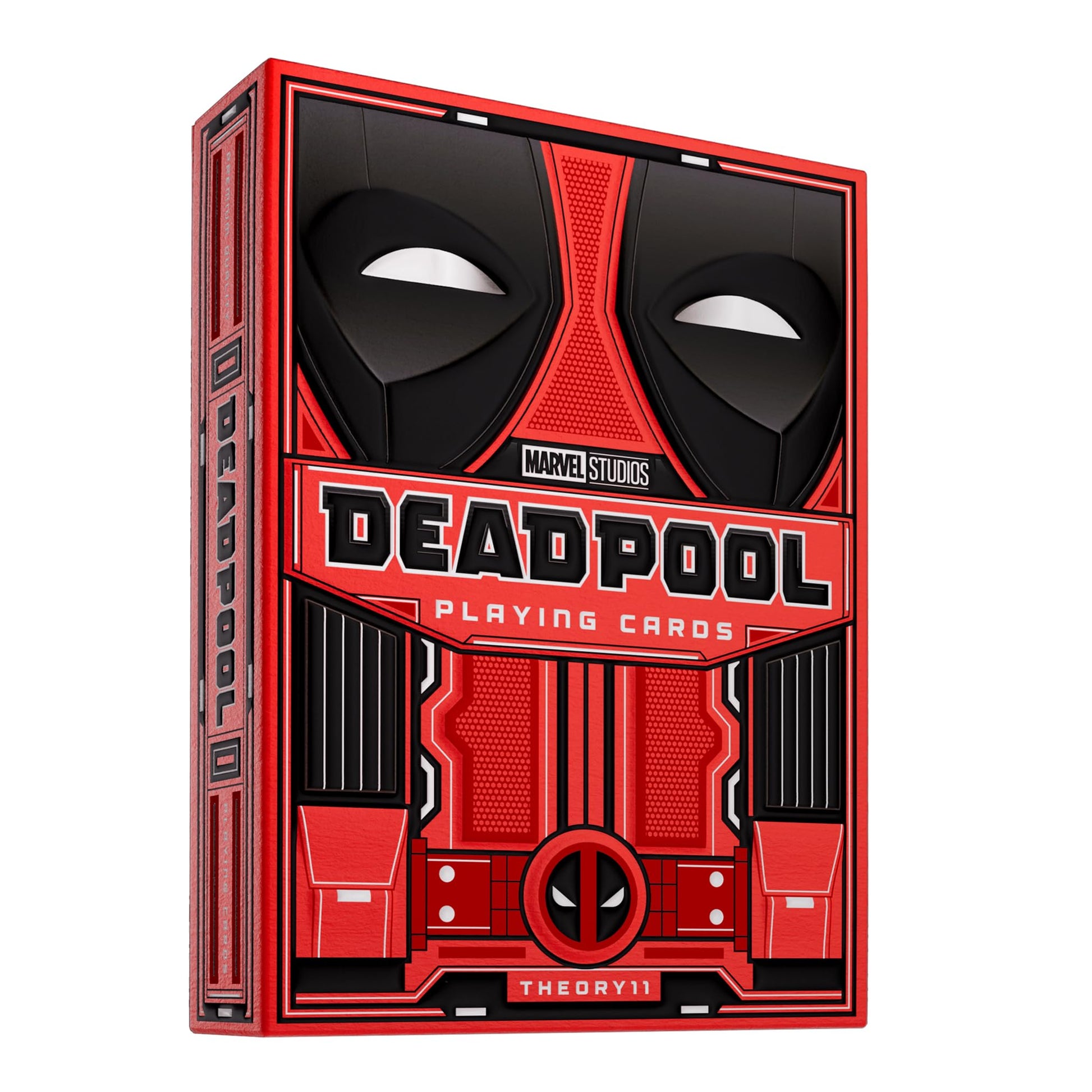theory11 Deadpool Playing Cards - Red Suit Superhero Poker Deck with Silver Foil Box, Custom Art, Magic, Cardistry, Game Night Gift for Marvel Fans