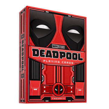 theory11 Deadpool Playing Cards - Red Suit Superhero Poker Deck with Silver Foil Box, Custom Art, Magic, Cardistry, Game Night Gift for Marvel Fans