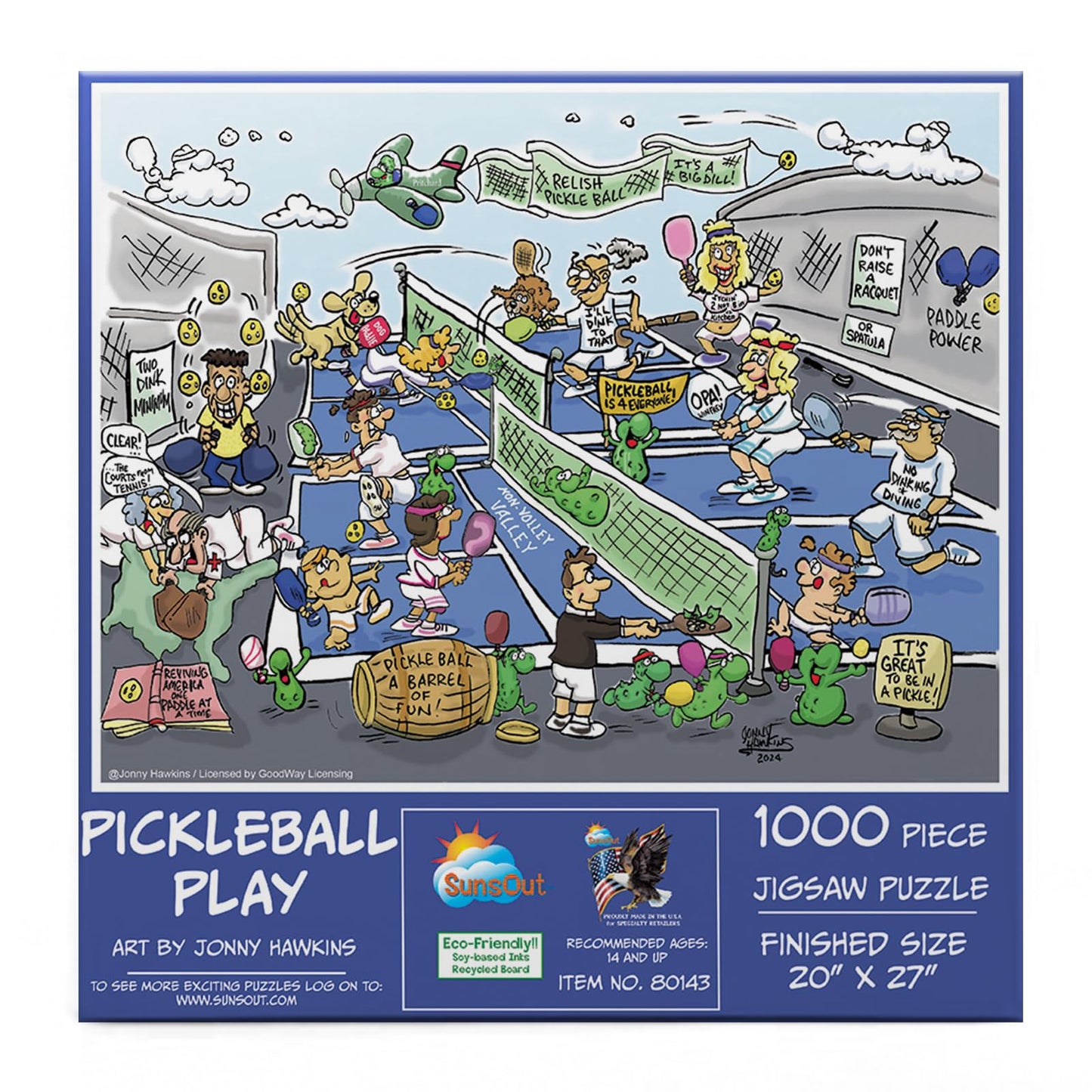 SUNSOUT INC - Pickleball Play - 1000 pc Jigsaw Puzzle by Artist: Jonny Hawkins - Finished Size 20" x 27" - MPN# 80143