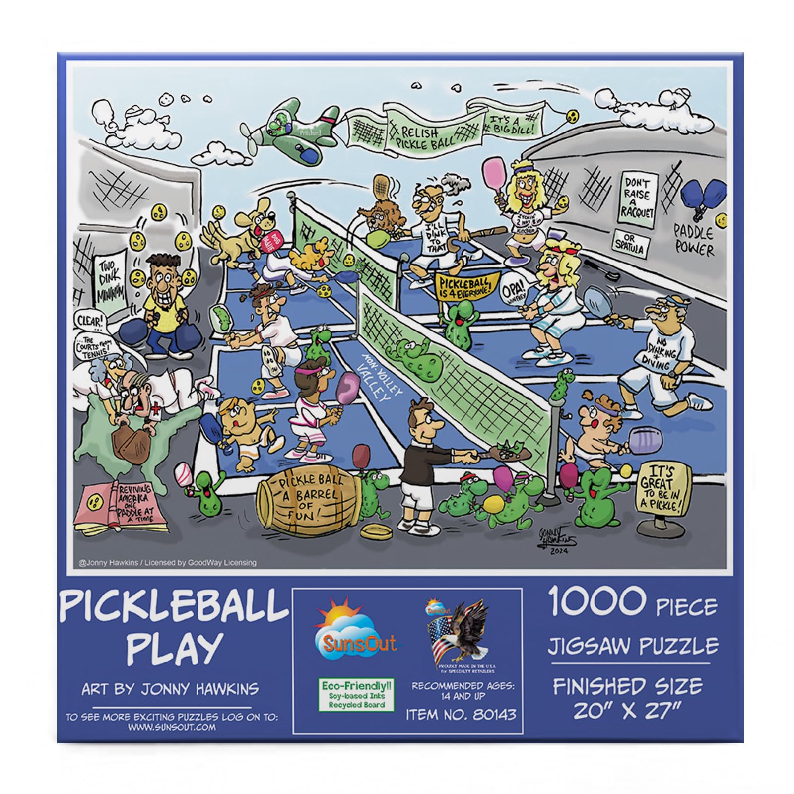 SUNSOUT INC - Pickleball Play - 1000 pc Jigsaw Puzzle by Artist: Jonny Hawkins - Finished Size 20" x 27" - MPN# 80143
