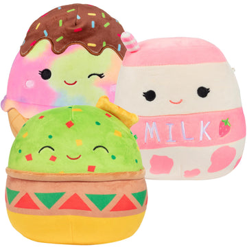 Squishmallows 8-Inch Foodie Snacks 3-Pack Plush Set - Ice Cream, Guacamole & Milk - Official Jazwares Soft Stuffed Animals - Collectible Squishy