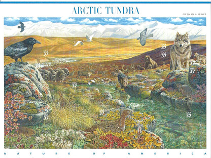 Arctic Tundra, Full Sheet of 10 x 37-Cents Postage Stamps, USA 2003, Scott 3802