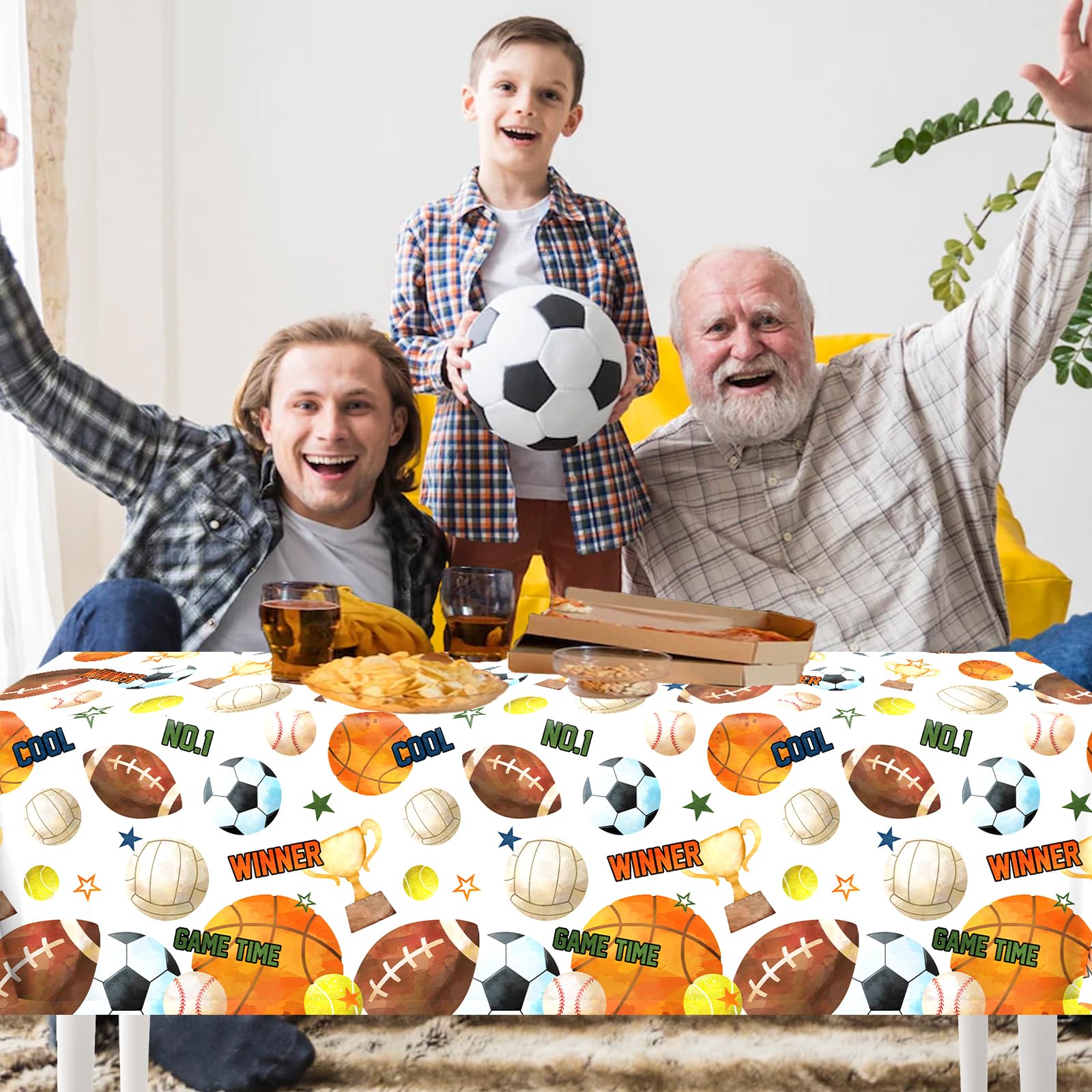Pymurod Sports Birthday Party Decorations-3pcs Sports Table Cloths Soccer Basketball Table Cover Baseball Football Tablecloth for Boys All Star Sports