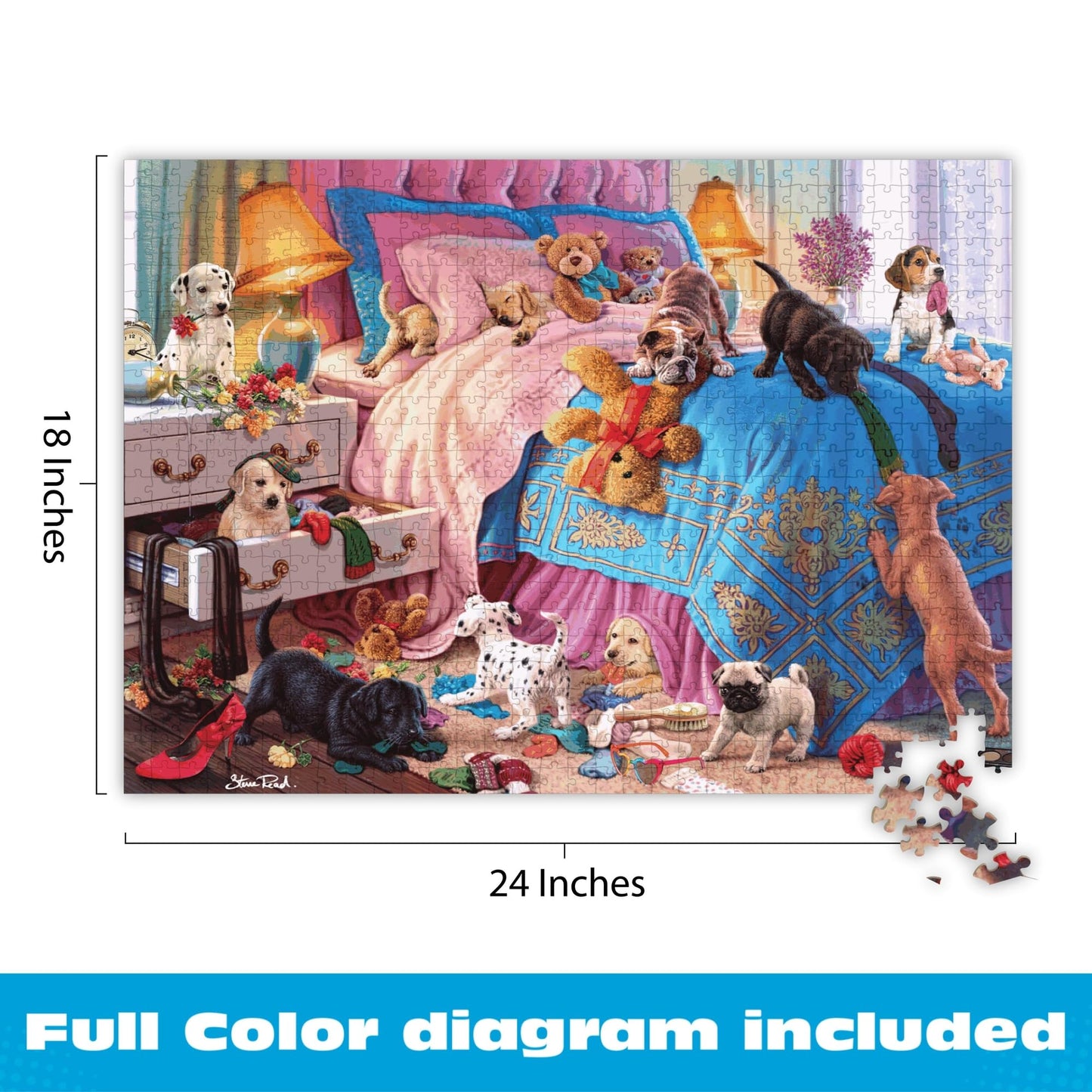 Buffalo Games Steve Read, A Roomful of Naughty Puppies, 750 Piece Puzzle