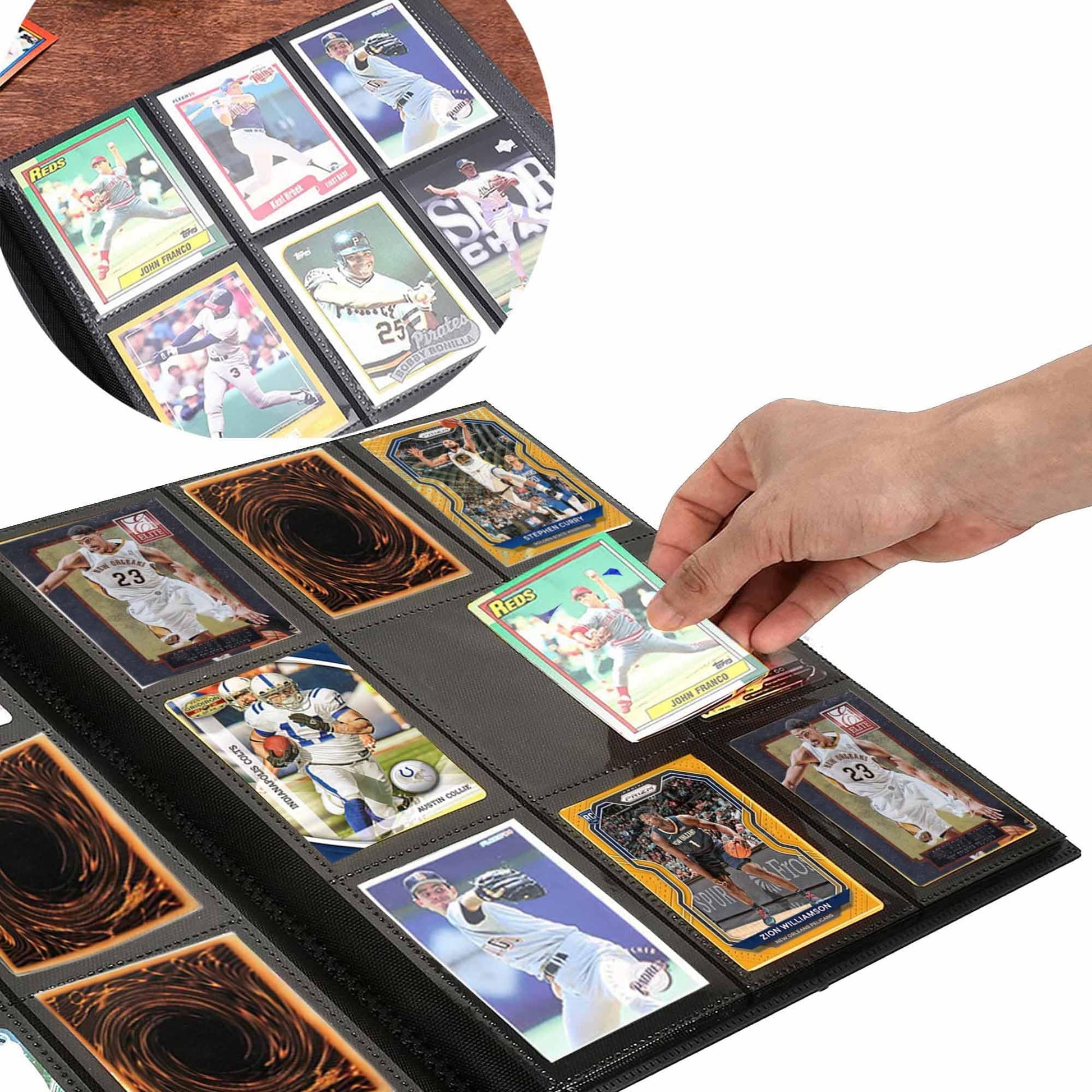 PKMLIFE Trading Card Binder Holder, 9 Pockets Collection Card Album Sleeves for Baseball Yugioh MTG Cards, Collectable Sports Card Binder Storage