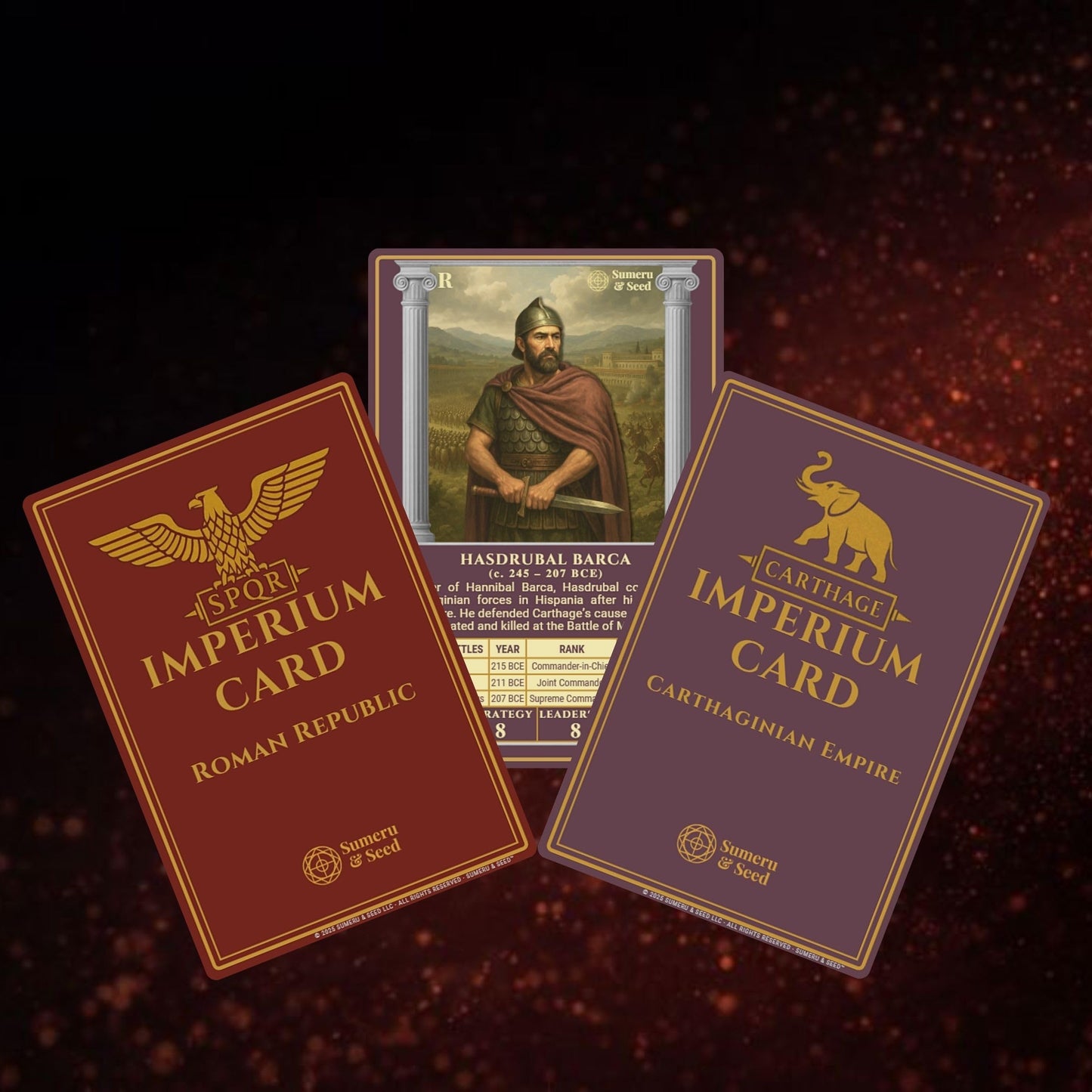 Sumeru & Seed Imperium Cards - Historical Strategy Card System - The Second Punic War Core Set - Rome vs Carthage - Sandbox Tabletop Experience