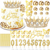 SUTROMA Crown Cake Topper, Corona Para Pastel,Happy Birthday Cake Toppers Candles Balls Butterflies, Cake Decorations for Princess Women Queen Party