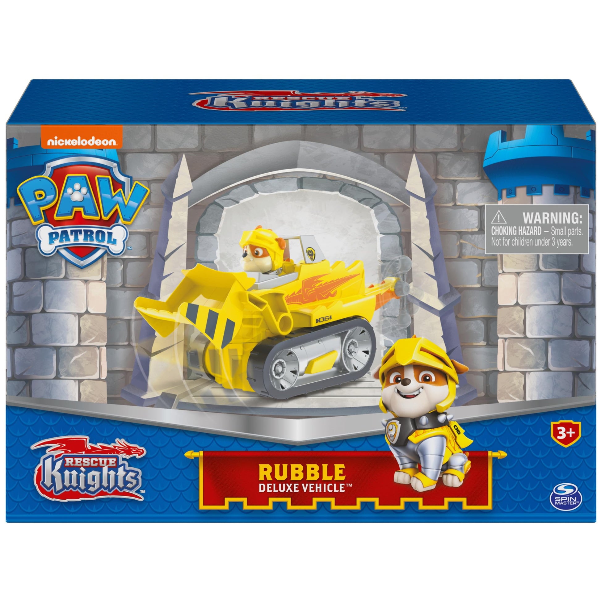 Paw Patrol, Rescue Knights Rubble Transforming Toy Car with Collectible Action Figure, Kids Toys for Ages 3 and up
