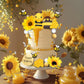 17 PCS Bee Cake Topper Happy bee day Cake Topper Honeycomb Sunflower Cake Decoration for Honeycomb Theme Birthday Party Supplies