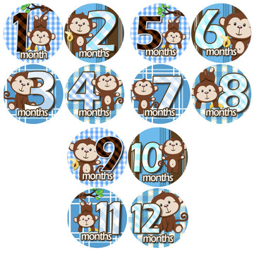 Baby Monthly Milestone Stickers, Baby Milestone Sticker, Monthly Age Month Stickers, Baby Boys Stickers, Newborn Boy Month Stickers for Little Boy