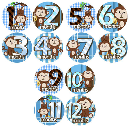 Baby Monthly Milestone Stickers, Baby Milestone Sticker, Monthly Age Month Stickers, Baby Boys Stickers, Newborn Boy Month Stickers for Little Boy