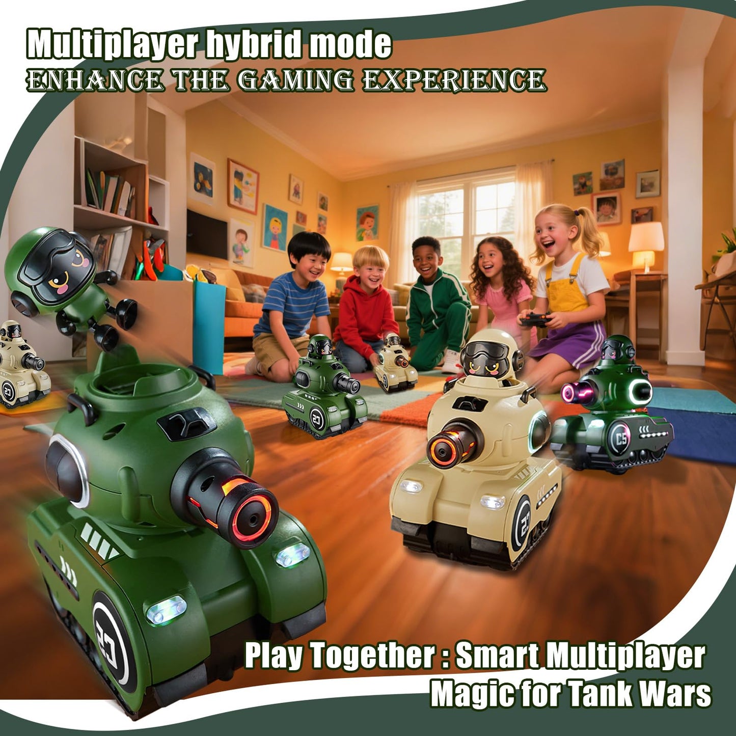 SKEKECIE New Upgrade, Larger 2 Pack RC Battle Tanks, RC Tank that Shoots with Infrared System & Sound Effects, Remote Control Tank with HP Station