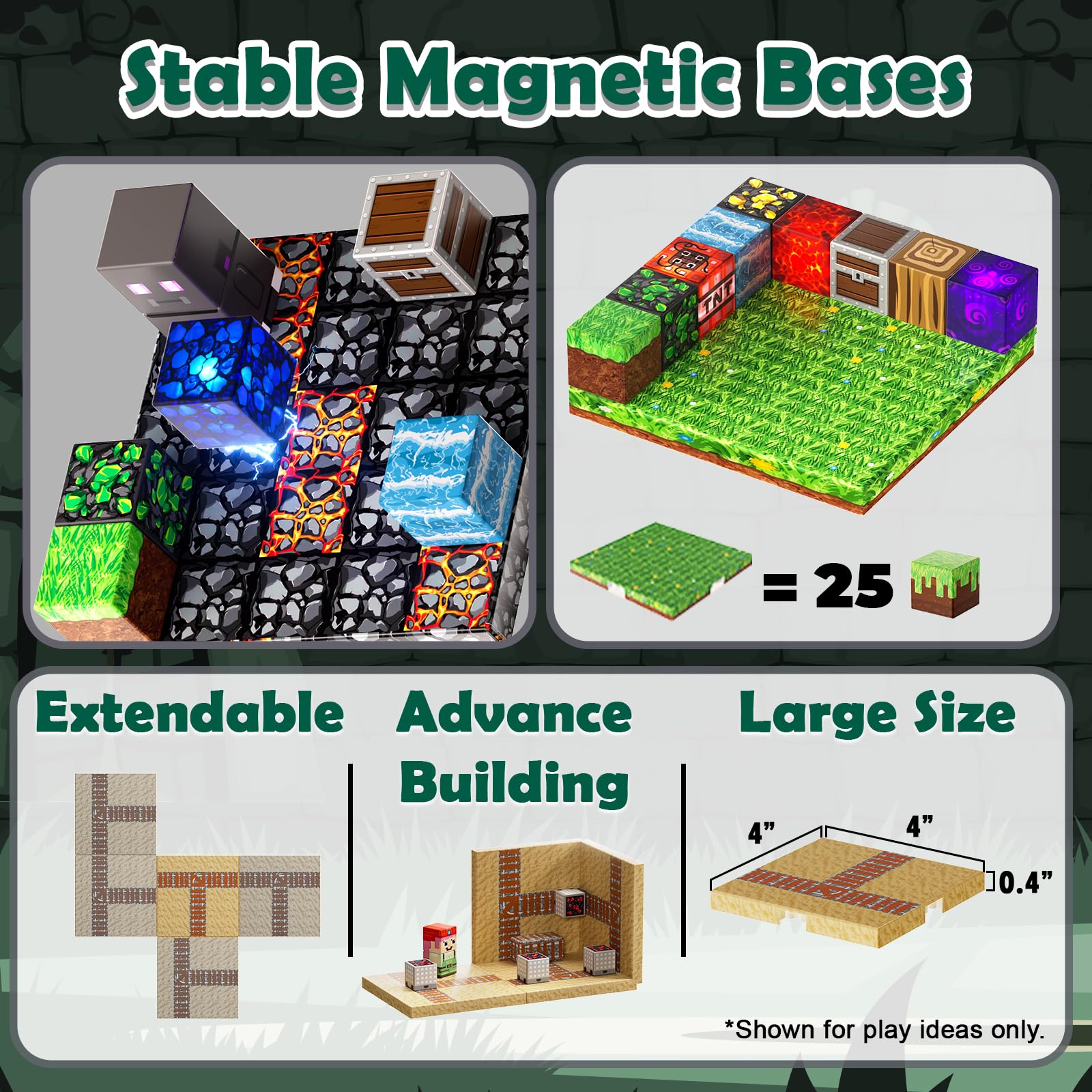 ToyUnited 4-in-1 Magnetic Blocks with 24 Light Up Blocks, 200PCS Magnetic Building Blocks with 8 Base Plates, Screen-Free Magnetic Building Cubes Toy