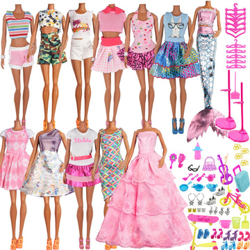 ZTWEDEN 90Pcs Doll Clothes and Accessories for 11.5 Inch Girl Dolls Set Contain 10 Different Handmade Party Grown Outfits, 1 Handmade Wedding Dress, 1