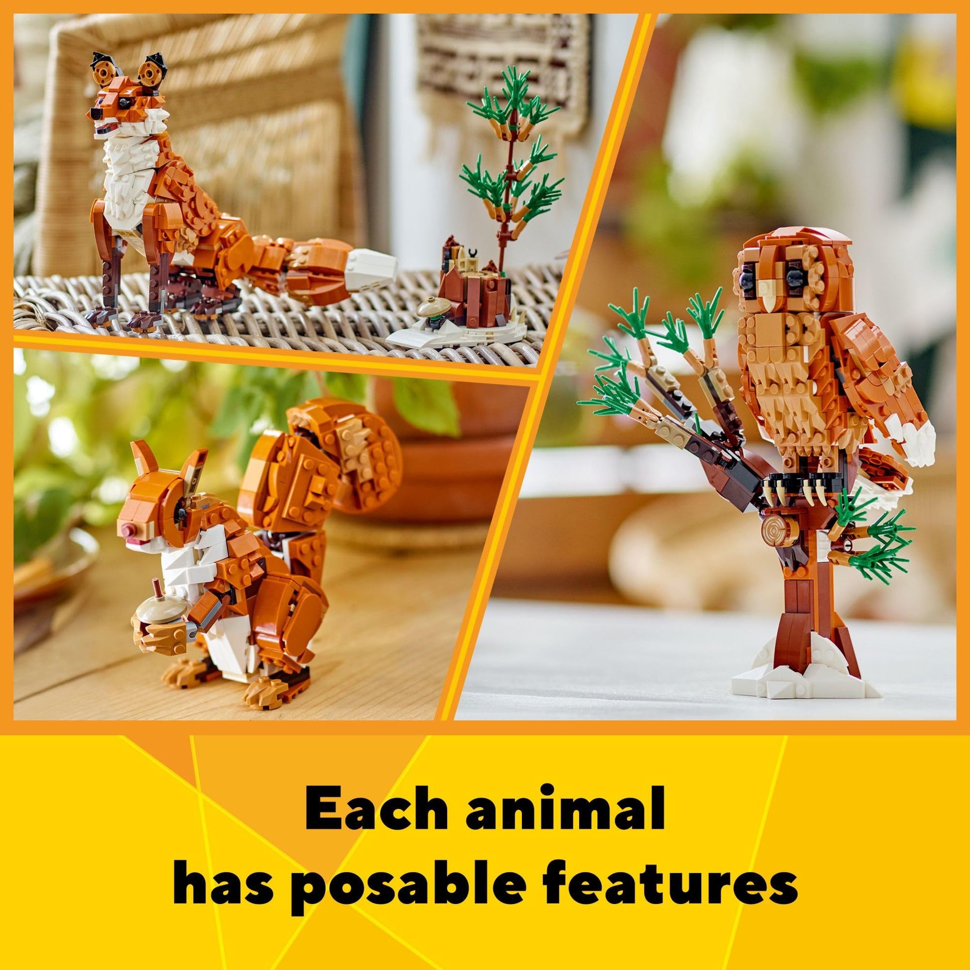 LEGO Creator 3 in 1 Forest Animals Red Fox Toys - Building Toys for Kids, Boys & Girls, Ages 9+ - W/ 3 Building Options into Fox, Owl, or Squirrel
