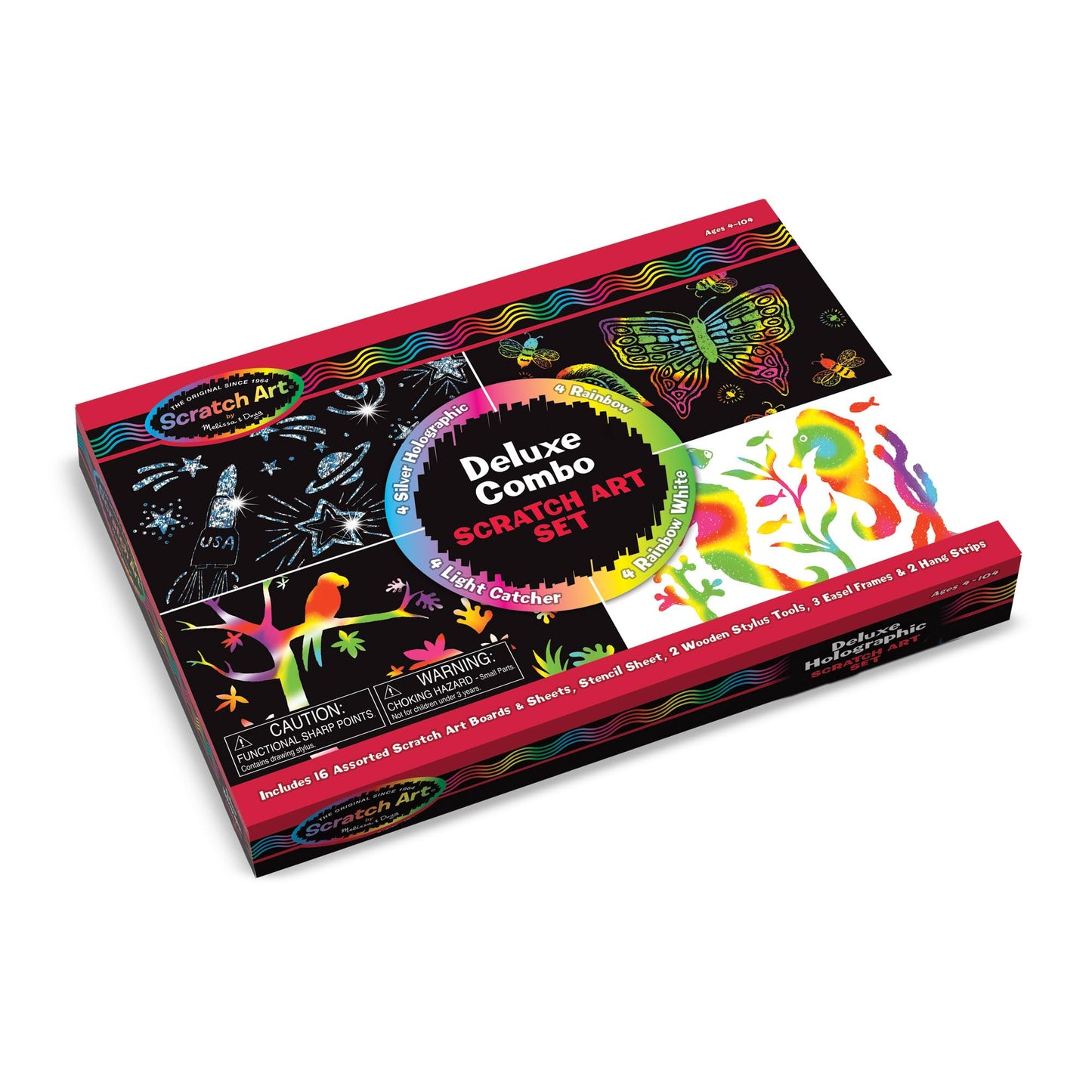 Melissa & Doug Deluxe Combo Scratch Art Set: 16 Boards, 2 Stylus Tools, 3 Frames - FSC Certified