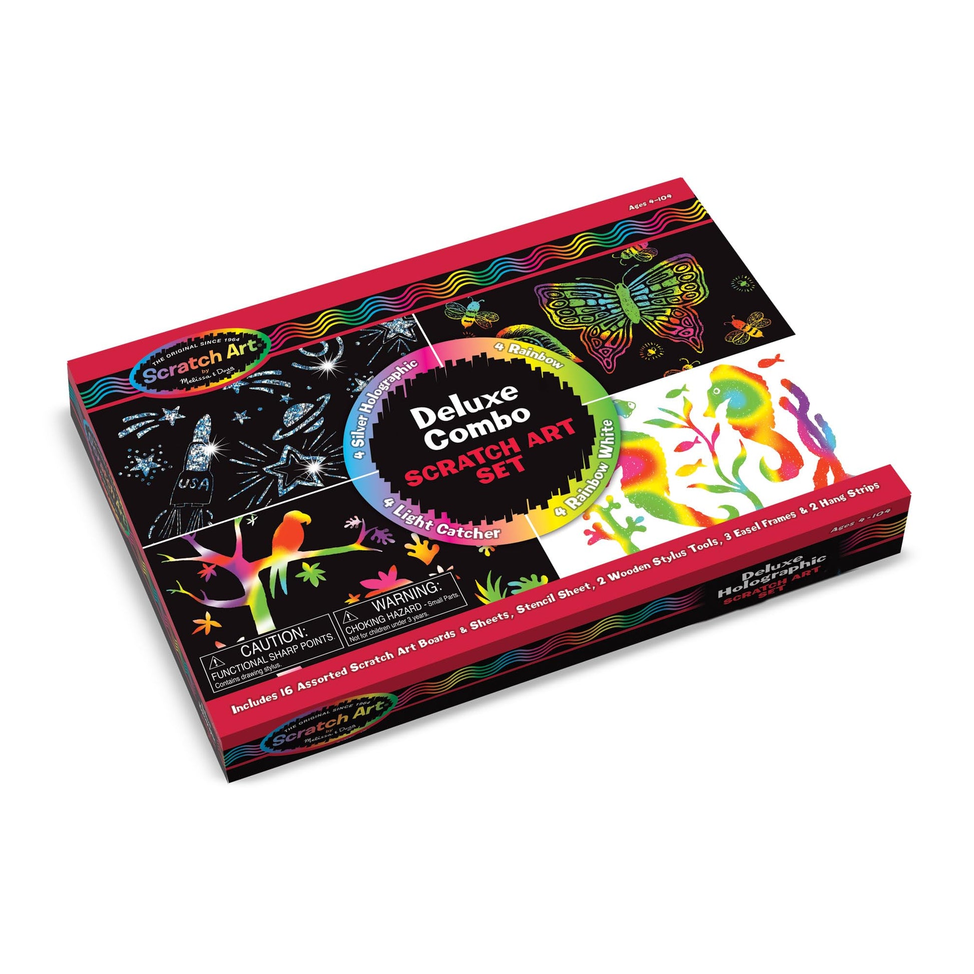 Melissa & Doug Deluxe Combo Scratch Art Set: 16 Boards, 2 Stylus Tools, 3 Frames - FSC Certified