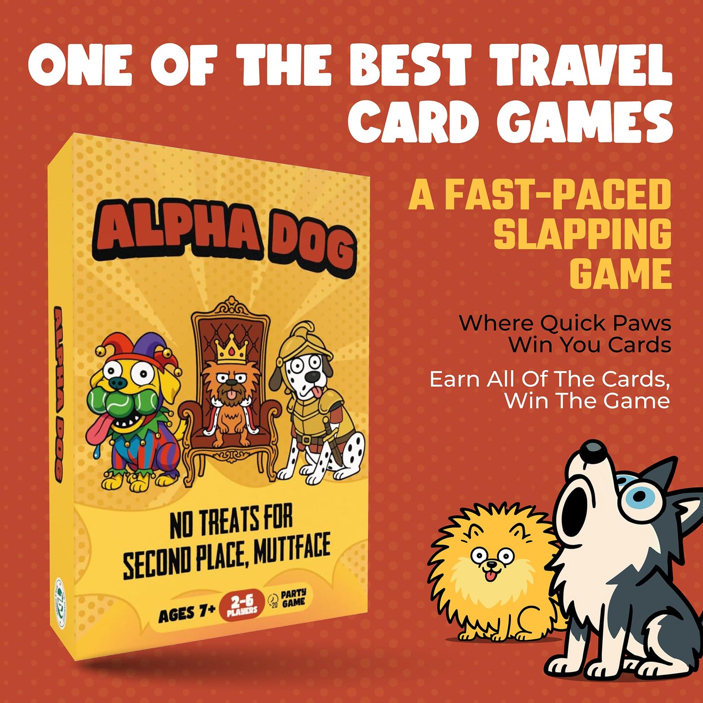 DR DINGUS Alpha Dog - Fast Slap Card Game - 2-6 Players - Ages +7-15 Minutes to Play - High Stakes - Party, Family Night, Kid and Adult