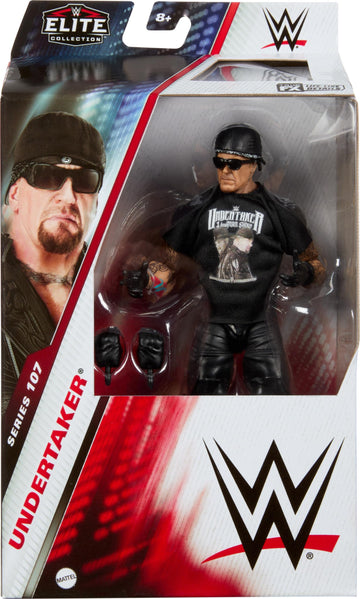 Mattel WWE Elite Action Figure & Accessories, Series #107 Undertaker 6-inch Collectible with 25 Articulation Points & Swappable Hands