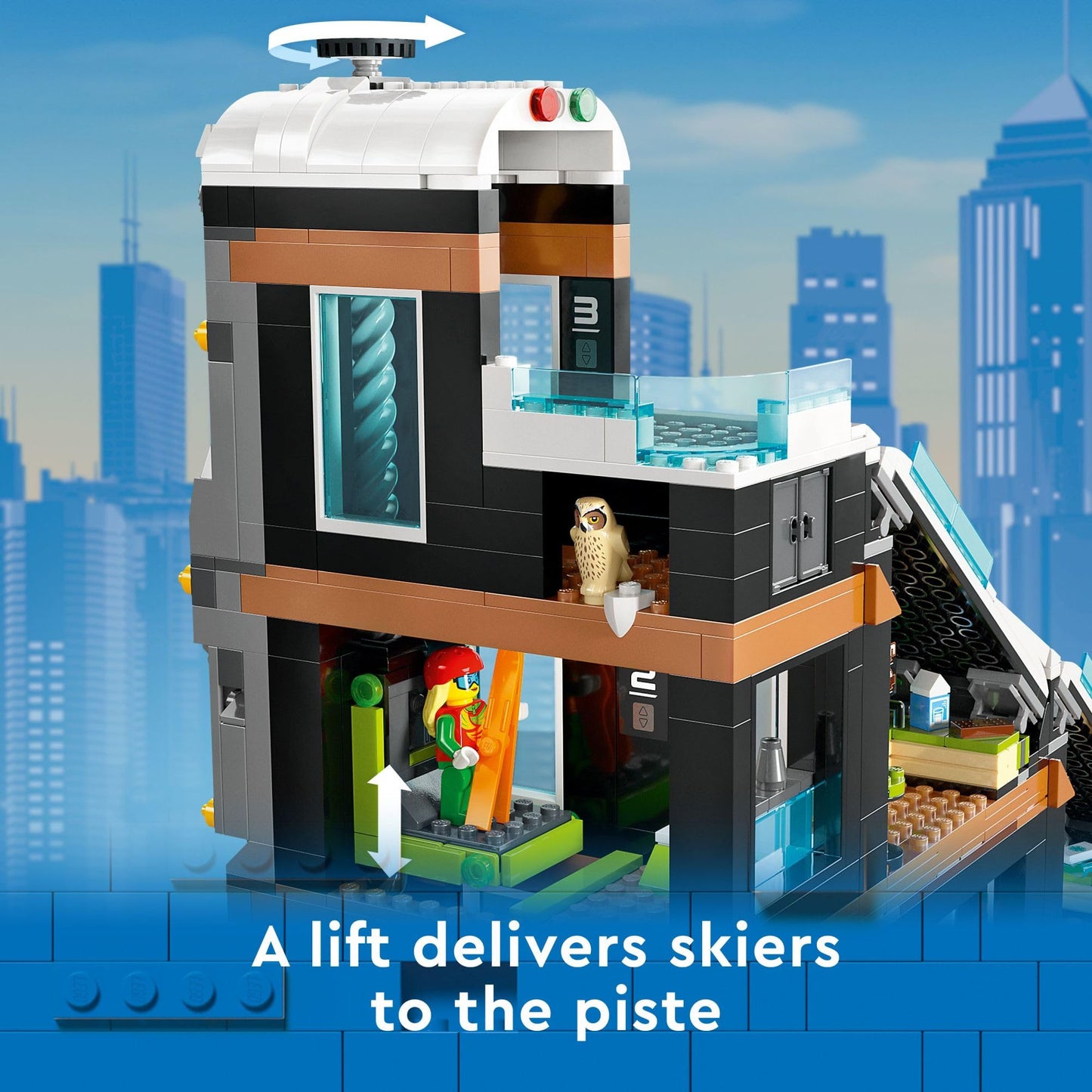 LEGO City Ski and Climbing Center 60366 Building Toy Set, 3-Level Building with a Ski Slope, 8 Minifigures and 2 Animal Figures for Imaginative Winter