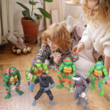 OBXAVV 4.7" Turtles Action Figures 6PCS Figure Bundle Toys Collection Birthday for Kids