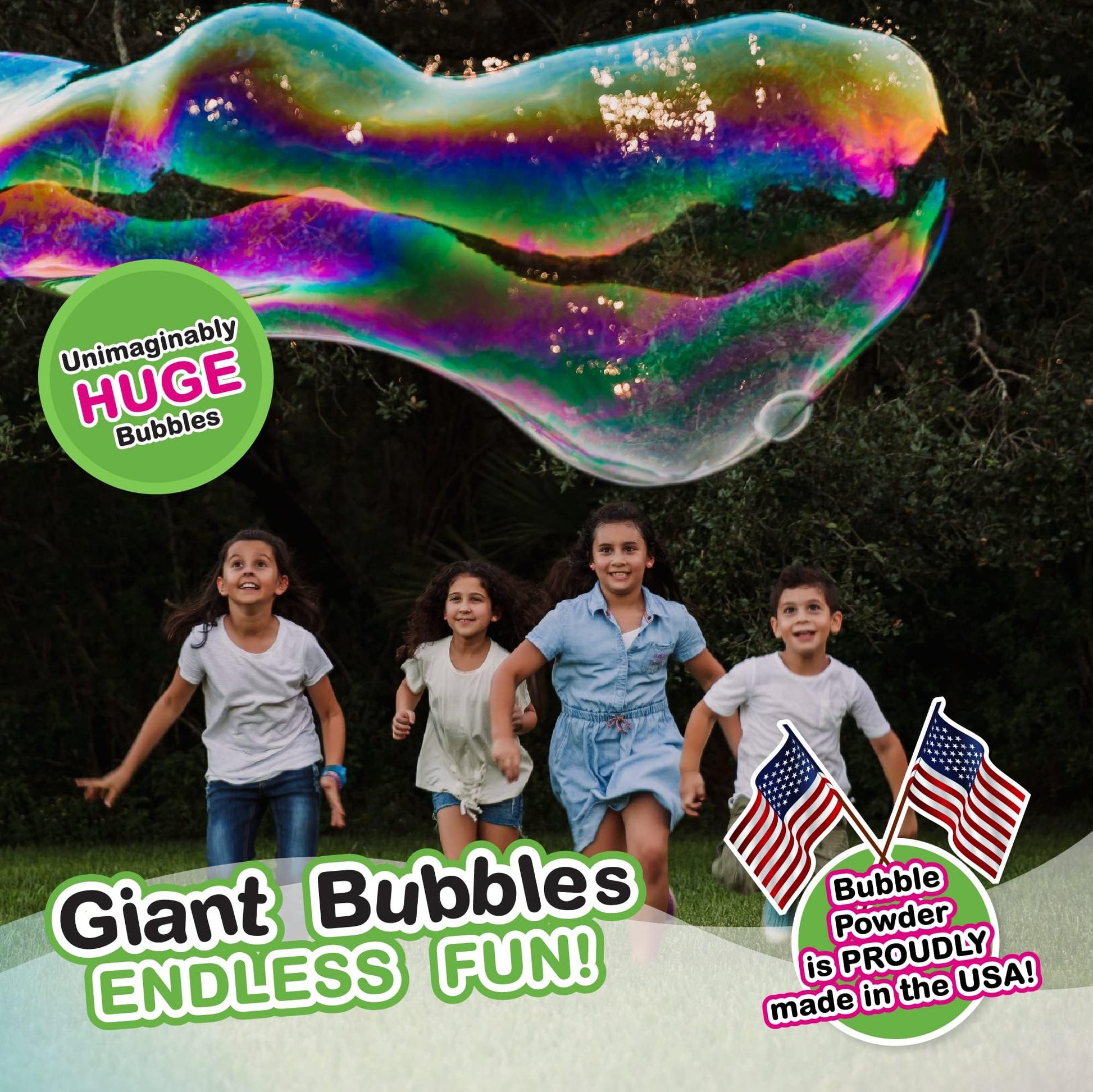 WOWmazing Giant Bubble Powder Kit: Include Large Bubble Wand and 3 Packet of Big Bubble Powder (Makes 3 Gallons) | Outdoor Toy for Kids, Boys, Girls |