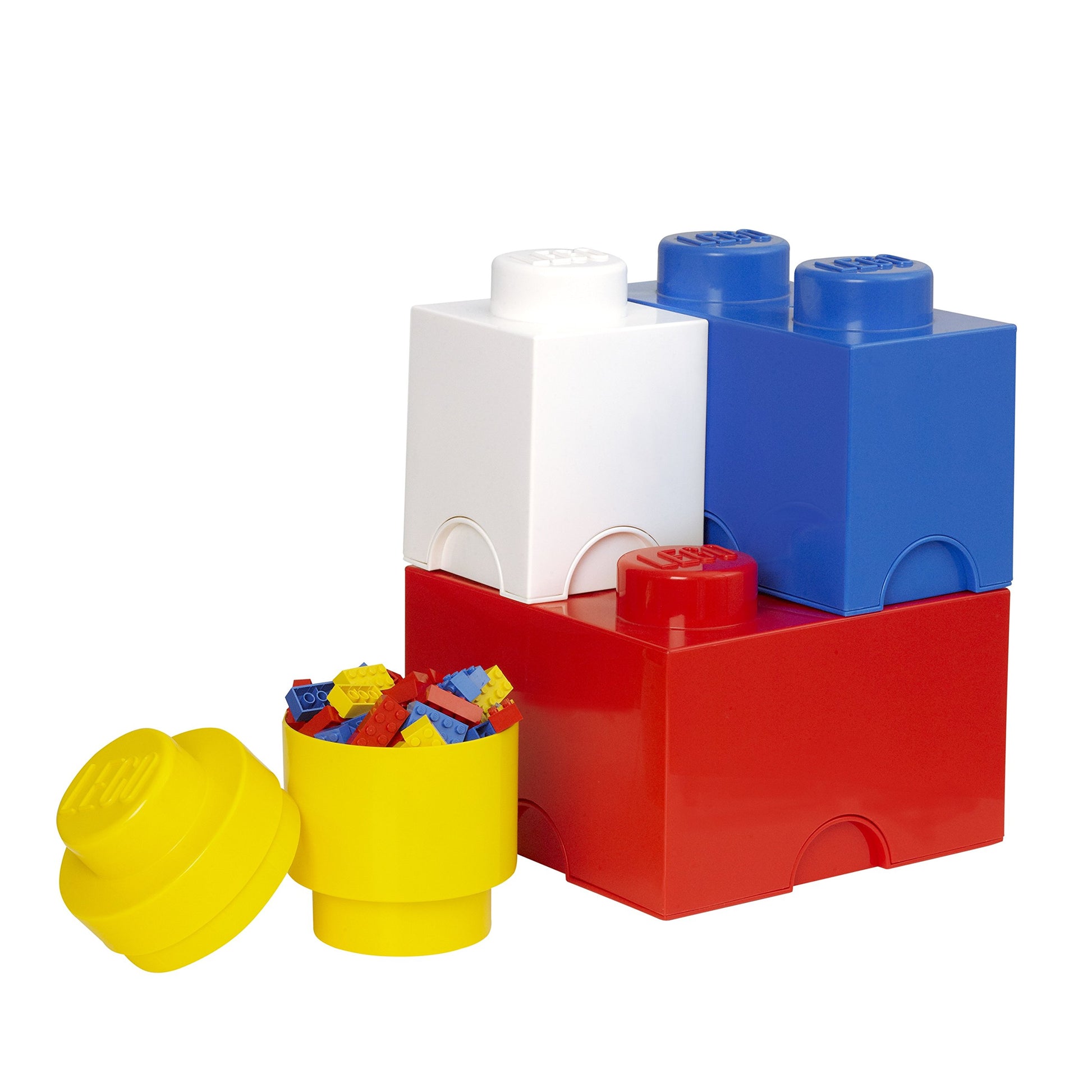 LEGO Storage Brick Multi Pack (4 Piece), Bright Red/Bright Blue/Bright Yellow/White (40150601)