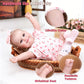 Tookyhill Reborn Baby Dolls- 18 Inch Full Vinyl Realistic Baby Doll Poseable Smiling Real Life Baby Girl with Blue Eyes, Pink Cherry Outfit & Headband