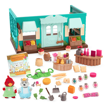 Li'l Woodzeez General Store Dollhouse Playset, 72 Pieces Storybook, Medium