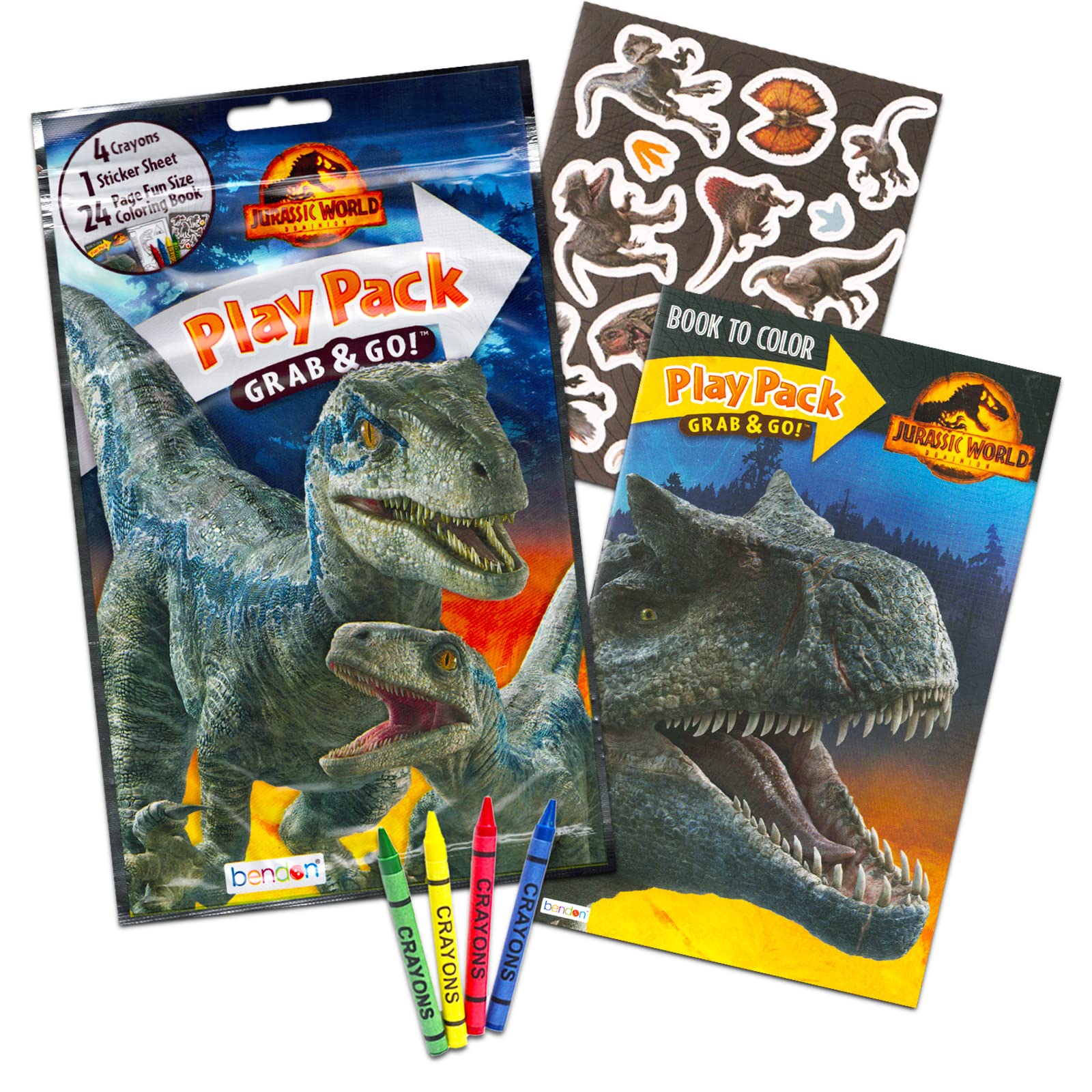 Bendon Jurassic World Coloring and Activity Books Set - Imagine Ink, 20 Pages, Stickers, Door Hanger - Gifts for Kids, Toddlers, Boys