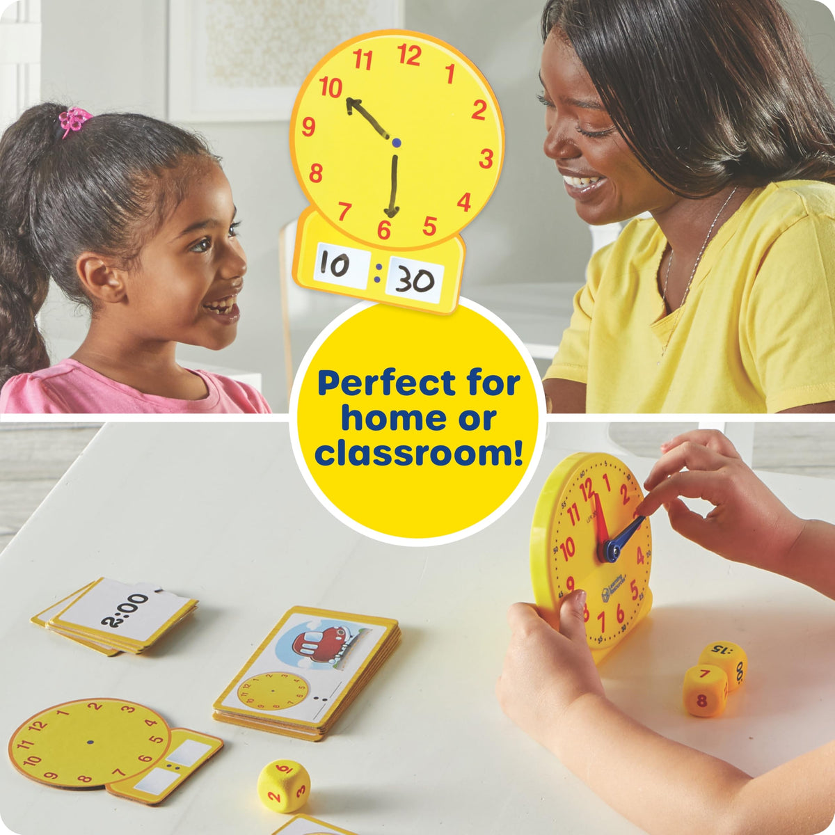 Learning Resources Time Activity Set - Kids Learning Clock, Classroom Clocks for Students, Telling Time Teaching Clock, Analog Clocks for Kids