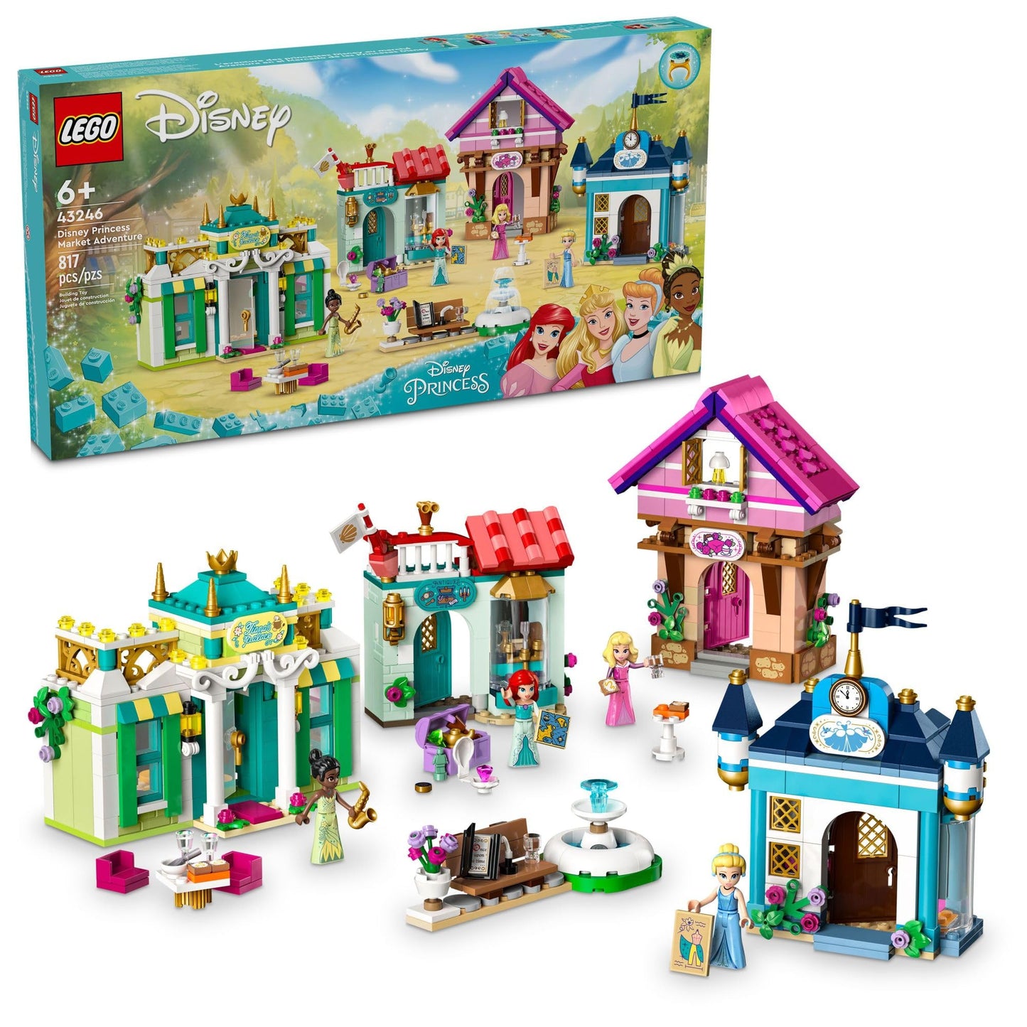 LEGO Disney Princess Market Adventure Building Toy Set - Pretend Play Disney Toy Figures & Playsets for Girls & Boys, Ages 6+ - Gifts for Kids,