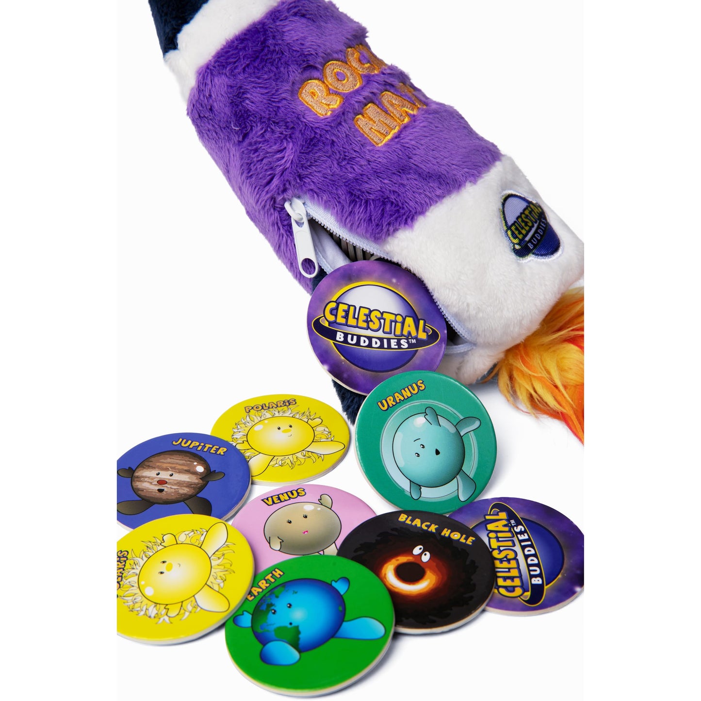 Celestial Buddies Rocket Match Memory Matching Game - Soft Stuffed Plush Rocket Case with Planetary Tiles for Toddlers & Preschoolers, STEM Learning