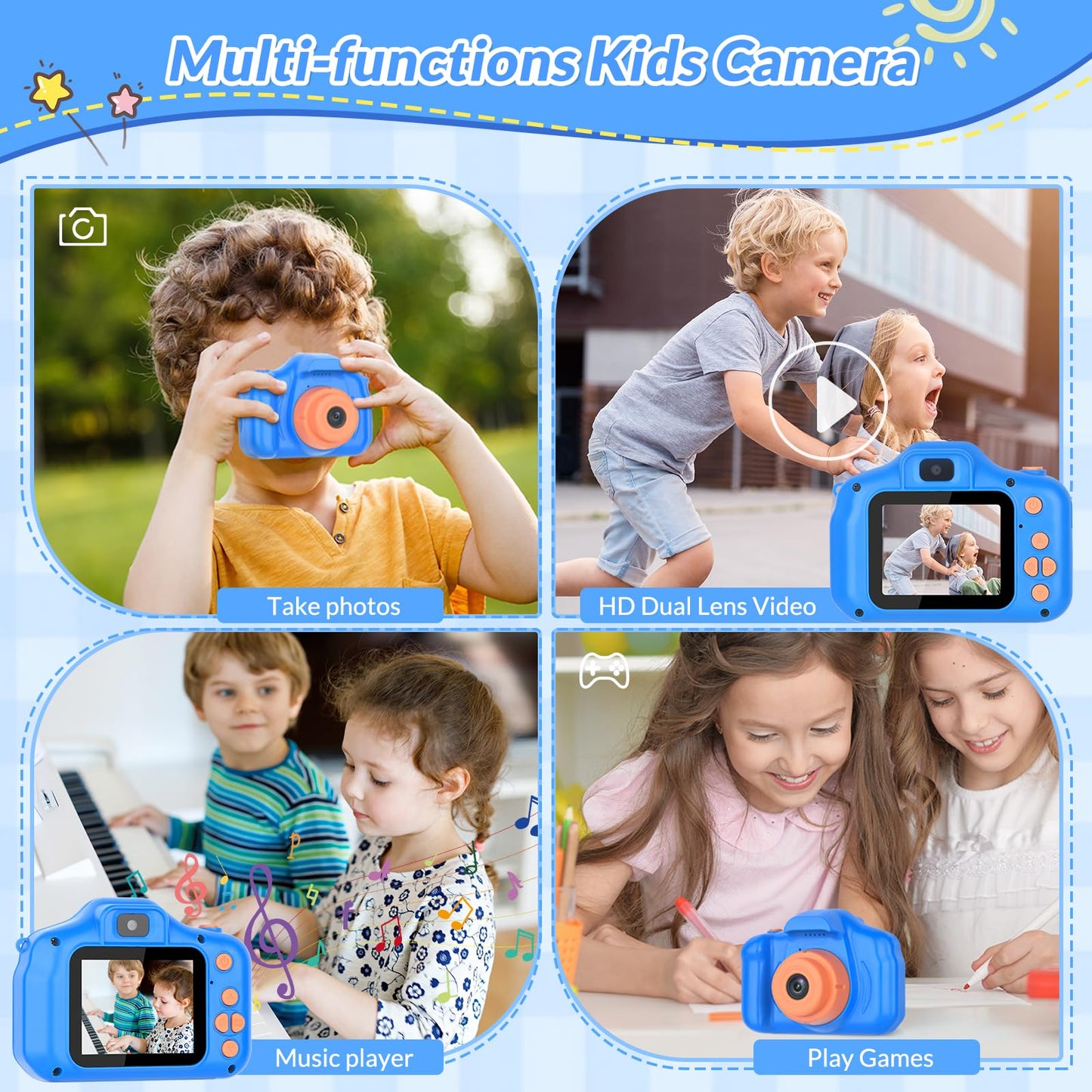 Mafiti Kids Camera,26MP HD Mini Selfie Digital Camera for Kids,Toddler Camera1080P Video,Outdoor Toy for Holiday,Birthday Xmas Gift for 3-8 Years Old